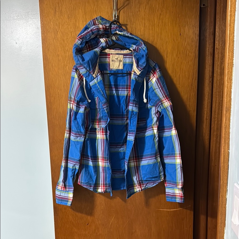 Hollister Blue and Red Casual Button Down Shirt